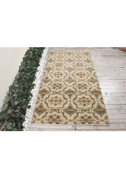 Türk Halısı, Eskitme Halı, Halı, 112 x 210 cm Kahverengi Halı, Organik Banyo Halı, 8274