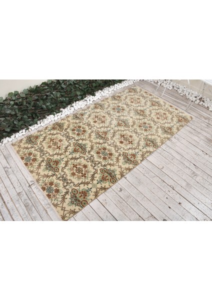 Türk Halısı, Eskitme Halı, Halı, 112 x 210 cm Kahverengi Halı, Organik Banyo Halı, 8274