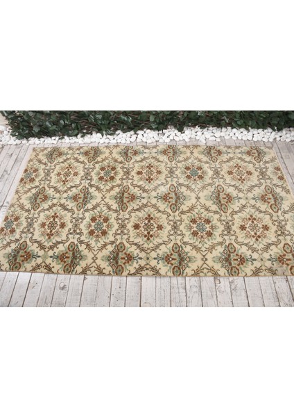 Türk Halısı, Eskitme Halı, Halı, 112 x 210 cm Kahverengi Halı, Organik Banyo Halı, 8274