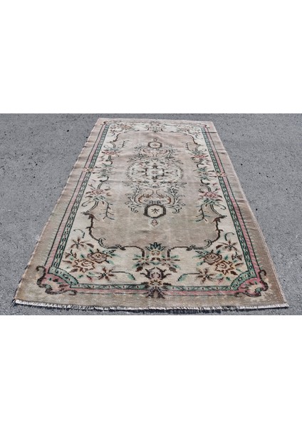 Türk Halısı, Eskitme Halı, Halı, 164 x 268 cm Bej Halı, Organik Büyük Halı, El Yapımı Yer Halı, 10577