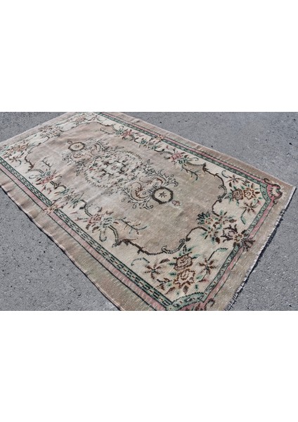 Türk Halısı, Eskitme Halı, Halı, 164 x 268 cm Bej Halı, Organik Büyük Halı, El Yapımı Yer Halı, 10577