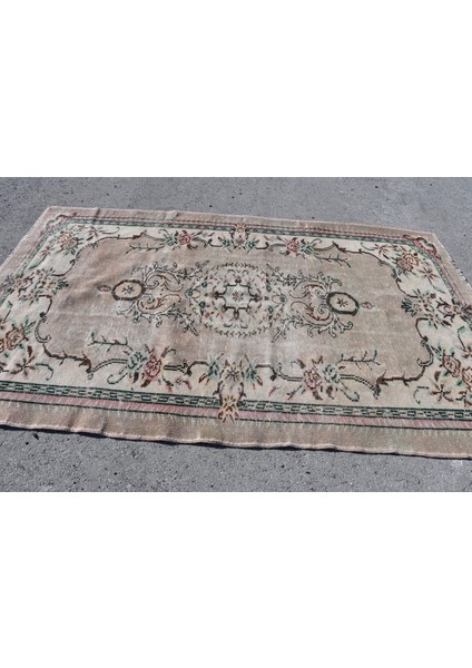 Türk Halısı, Eskitme Halı, Halı, 164 x 268 cm Bej Halı, Organik Büyük Halı, El Yapımı Yer Halı, 10577
