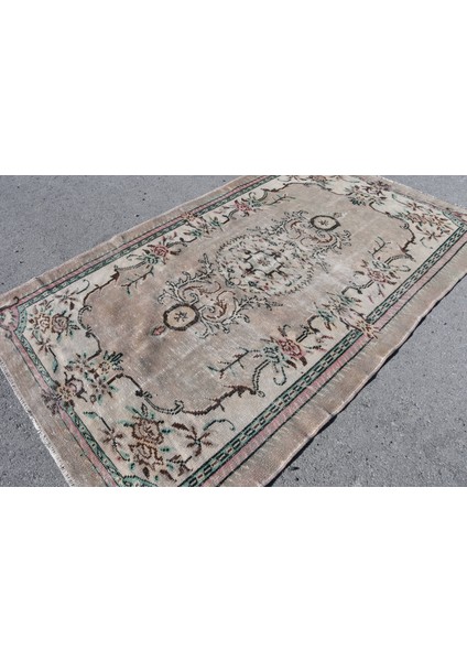 Türk Halısı, Eskitme Halı, Halı, 164 x 268 cm Bej Halı, Organik Büyük Halı, El Yapımı Yer Halı, 10577