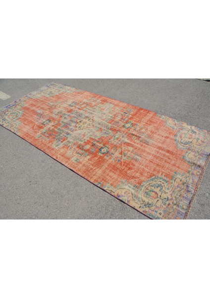 Türk Halısı, Eskitme Halı, Halı, 136 x 291 cm Turuncu Halı, Dekoratif Yer Halı, El Yapımı Oturma Odası fırsatları