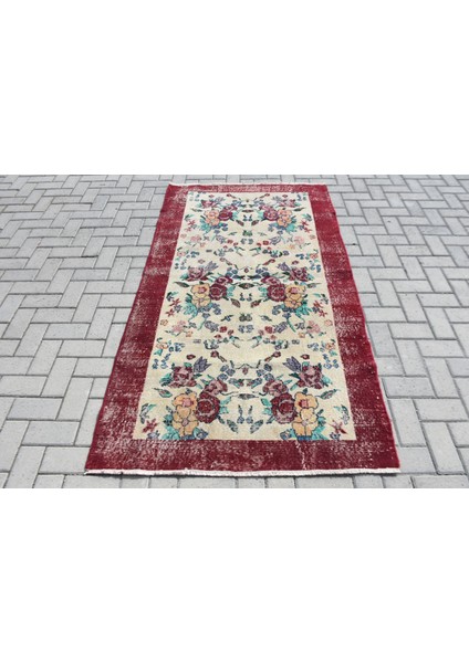 Eskitme Halı, Türk Halısı, Halı, 115 x 204 cm Kırmızı Halı, El Yapımı Alan Halı, Alan Halı, 10960