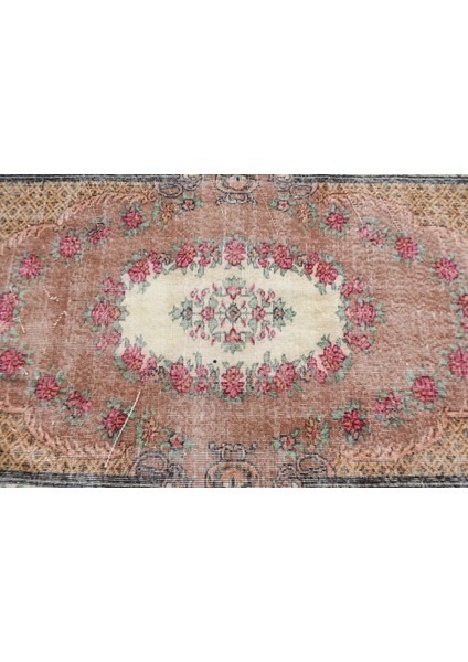 Türk Halısı, Eskitme Halı, Halı, 121 x 214 cm Kahverengi Halı, El Yapımı Banyo Halı, 11091