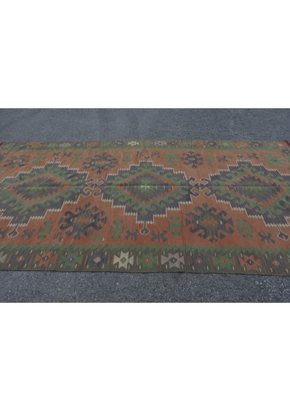 Eskitme Kilim, Türk Kilim, Large Kilim, 177 x 341 cm Kırmızı Kilim, Bahçe Kilim, Yersı Kilim, 7340