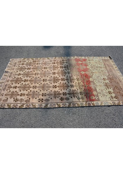 Eskitme Halı, Türk Halısı, Halı, 125 x 244 cm Bej Halı, Yün Banyo Halı, Bohemsı Banyo Halı, 5056