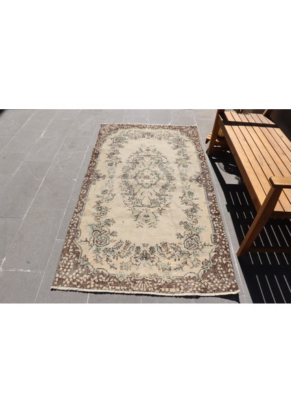 Eskitme Halı, Türk Halısı, Halı, 112 x 206 cm Kahverengi Halı, Yün Banyo Halı, Banyo Halı, 4486