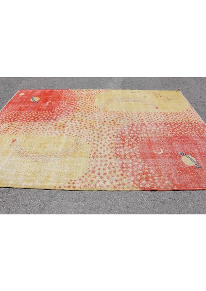 Eskitme Halı, Türk Halısı, Halı, 213 x 301 cm Bej Halı, El Yapımı Büyük Halı, Dekoratif Salon Halı, 7