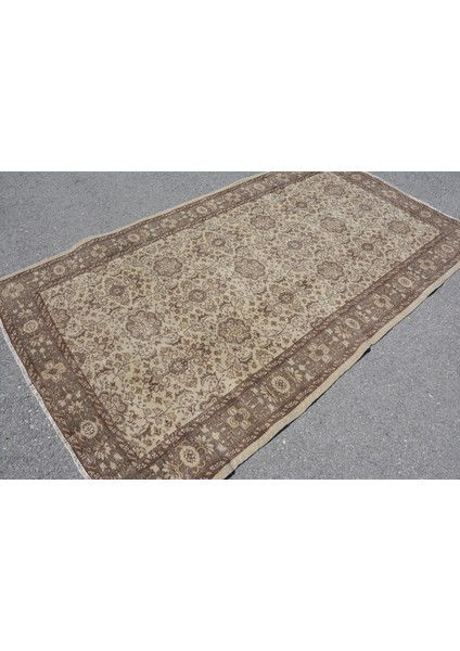 Eskitme Halı, Türk Halısı, Halı, 140 x 252 cm Bej Halı, Dekoratif Banyo Halı, Banyo Halı, 10011
