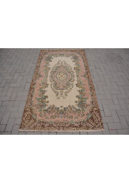 Eskitme Halı, Türk Halısı, Halı, 114 x 210 cm Pempe Halı, Ofice Banyo Halı, El Yapımı Banyo Halı, 112