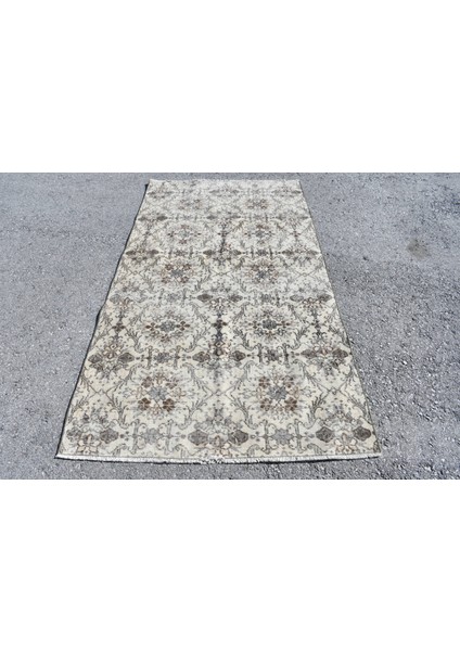 Eskitme Halı, Türk Halısı, Halı, 117 x 212 cm Bej Halı, Ofice Banyo Halı, Yün Banyo Halı, 9491