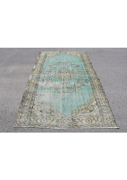 Türk Halısı, Eskitme Halı, Halı, 145 x 248 cm Mavi Halı, Organik Alan Halı, Yün Banyo Halı, 7725