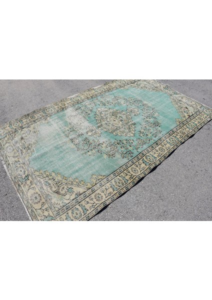 Türk Halısı, Eskitme Halı, Halı, 145 x 248 cm Mavi Halı, Organik Alan Halı, Yün Banyo Halı, 7725