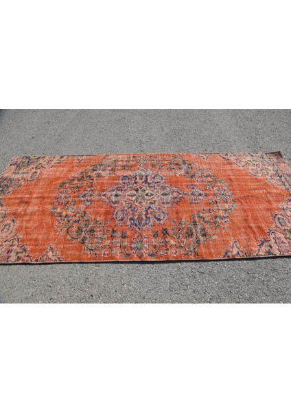 Eskitme Halı, Türk Halısı, Halı, 127 x 288 cm Turuncu Halı, Ofice Alan Halı, Kabilesı Alan Halı, 5344