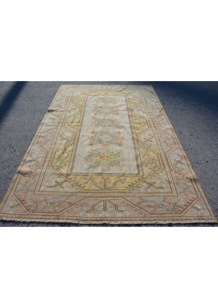 Eskitme Halı, Türk Halısı, Halı, 190 x 286 cm Bej Halı, El Yapımı Salon Halı, Bahçe Büyük Halı, 8855