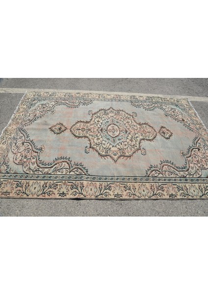 Türk Halısı, Eskitme Halı, Halı, 174 x 266 cm Bej Halı, Bahçe Oturma Odası Halı, Organik Büyük Halı,
