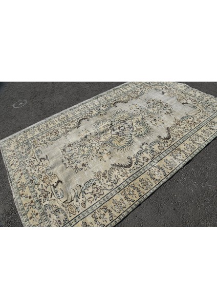 Türk Halısı, Eskitme Halı, Halı, 174 x 274 cm Bej Halı, Yün Oturma Odası Halı, Bahçe Yer Halı, 5293
