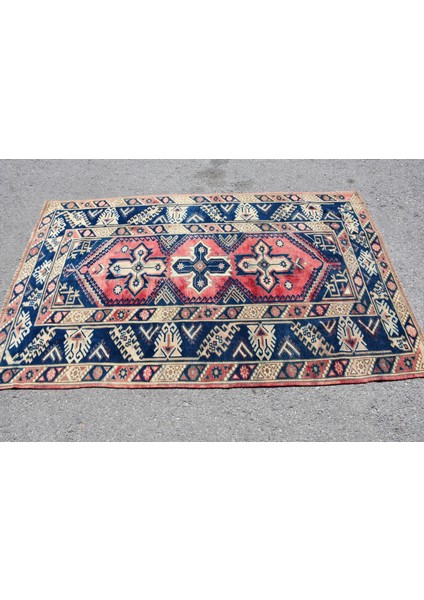 Türk Halısı, Eskitme Halı, Halı, 124 x 196 cm Mavi Halı, Yün Alan Halı, Alan Halı, 7711