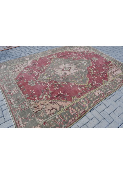 Eskitme Halı, Türk Halısı, Halı, 215 x 285 cm Kırmızı Halı, Organik Oturma Odası Halı, 9610