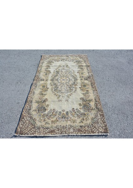 Eskitme Halı, Türk Halısı, Halı, 115 x 220 cm Bej Halı, Dekoratif Alan Halı, El Yapımı Alan Halı, 577