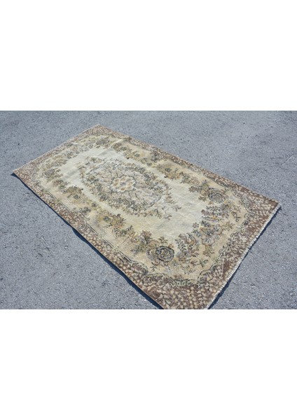 Eskitme Halı, Türk Halısı, Halı, 115 x 220 cm Bej Halı, Dekoratif Alan Halı, El Yapımı Alan Halı, 577