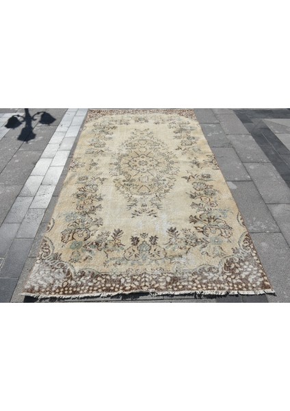 Türk Halısı, Eskitme Halı, Halı, 149 x 266 cm Bej Halı, El Yapımı Oturma Odası Halı, 5220