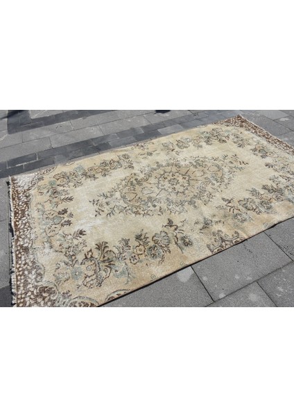 Türk Halısı, Eskitme Halı, Halı, 149 x 266 cm Bej Halı, El Yapımı Oturma Odası Halı, 5220