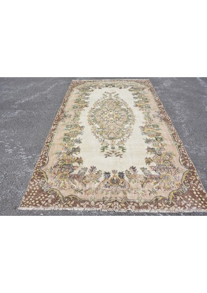 Eskitme Halı, Türk Halısı, Halı, 168 x 285 cm Bej Halı, El Yapımı Yer Halı, Dekoratif Büyük Halı, 588