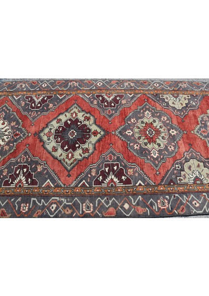 Eskitme Halı, Türk Halısı, Halı, 146 x 338 cm Kırmızı Halı, Bahçe Salon Halı, Organik Büyük Halı, 421