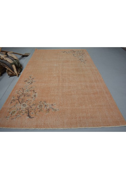 Eskitme Halı, Türk Halısı, Halı, 192 x 311 cm Turuncu Halı, Yün Oturma Odası Halı, 11603