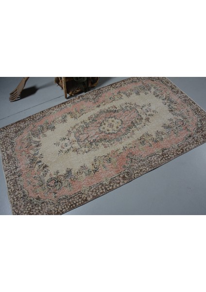 Eskitme Halı, Türk Halısı, Halı, 118 x 210 cm Bej Halı, Alan Halı, El Yapımı Alan Halı, 11643