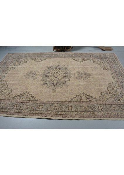 Türk Halısı, Eskitme Halı, Halı, 174 x 280 cm Bej Halı, El Dokuma Salon Halı, Organik Salon Halı, 116