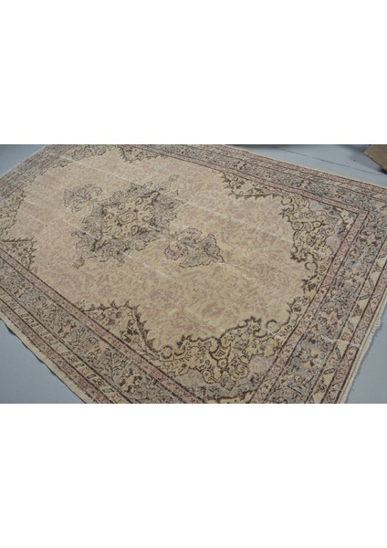 Türk Halısı, Eskitme Halı, Halı, 174 x 280 cm Bej Halı, El Dokuma Salon Halı, Organik Salon Halı, 116