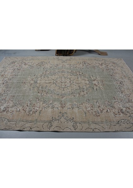 Türk Halısı, Eskitme Halı, Halı, 192 x 298 cm Yeşil Halı, Bahçe Oturma Odası Halı, 11677