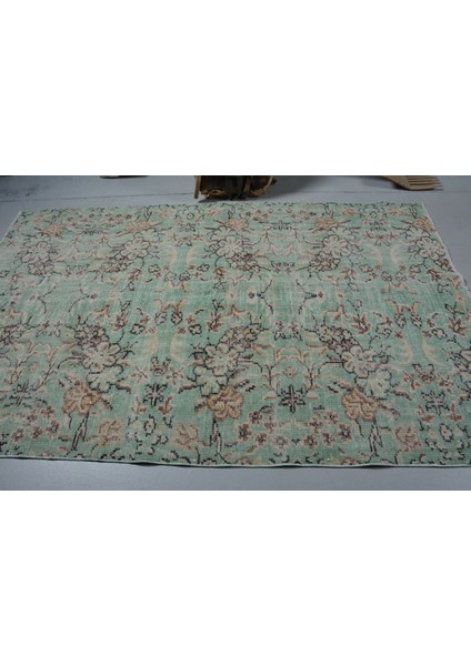 Eskitme Halı, Türk Halısı, Halı, 159 x 249 cm Yeşil Halı, Organik Oturma Odası Halı, 11653