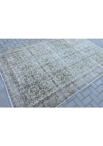 Eskitme Halı, Türk Halısı, Halı, 175 x 269 cm Bej Halı, Bahçe Oturma Odası Halı, El Dokuma Büyük Halı,