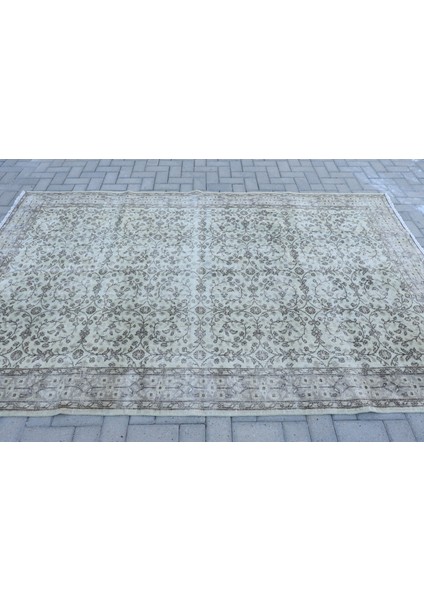 Eskitme Halı, Türk Halısı, Halı, 175 x 269 cm Bej Halı, Bahçe Oturma Odası Halı, El Dokuma Büyük Halı,