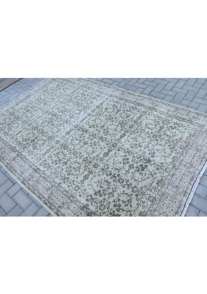 Eskitme Halı, Türk Halısı, Halı, 175 x 269 cm Bej Halı, Bahçe Oturma Odası Halı, El Dokuma Büyük Halı,