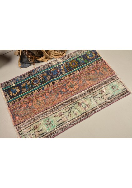 Türk Halısı, Eskitme Halı, Halı, 67 x 100 cm Mavi Halı, Dekoratif Kapı Paspası Halı, 11290