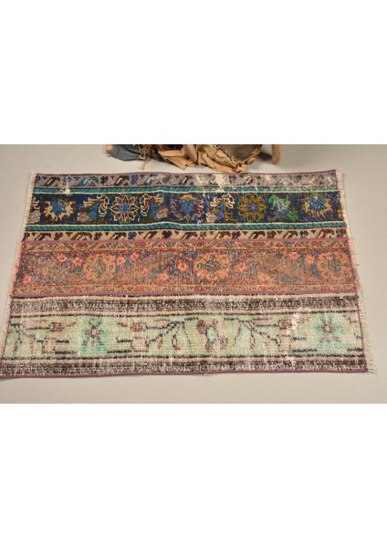 Türk Halısı, Eskitme Halı, Halı, 67 x 100 cm Mavi Halı, Dekoratif Kapı Paspası Halı, 11290