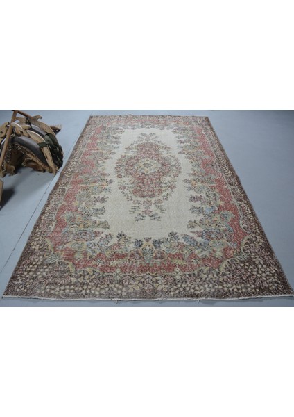 Türk Halısı, Eskitme Halı, Halı, 180 x 284 cm Bej Halı, El Yapımı Salon Halı, Kabilesı Yer Halı, 1154