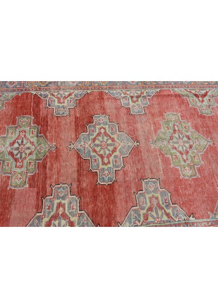 Türk Halısı, Eskitme Halı, Halı, 173 x 358 cm Kırmızı Halı, Yün Salon Halı, Bohemsı Oturma Odası Halı,