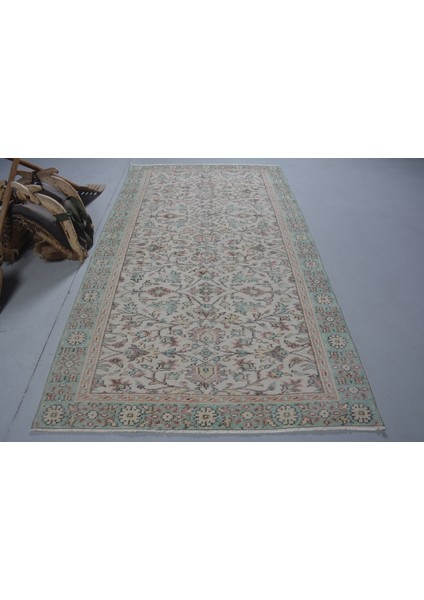 Eskitme Halı, Türk Halısı, Halı, 148 x 267 cm Bej Halı, El Dokuma Salon Halı, Oturma Odası Halı, 114