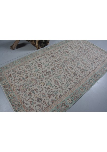 Eskitme Halı, Türk Halısı, Halı, 148 x 267 cm Bej Halı, El Dokuma Salon Halı, Oturma Odası Halı, 114