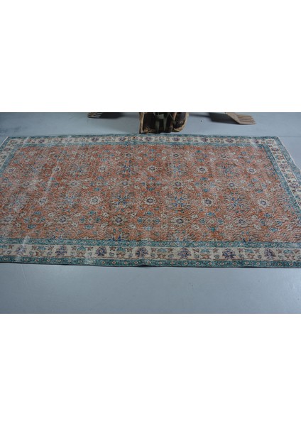Türk Halısı, Eskitme Halı, Halı, 143 x 273 cm Turuncu Halı, Organik Salon Halı, Yün Oturma Odası Halı,