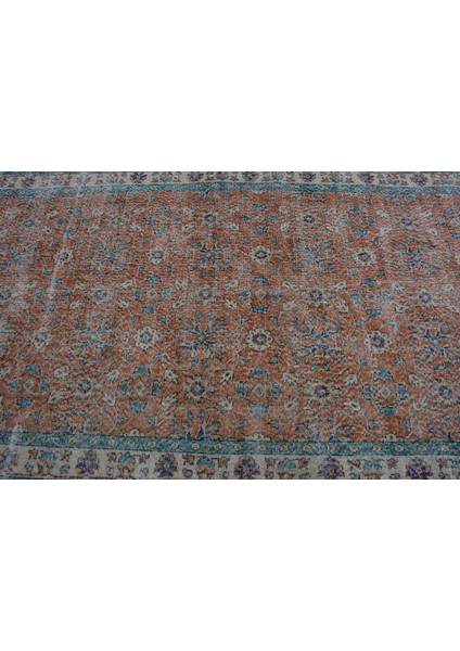 Türk Halısı, Eskitme Halı, Halı, 143 x 273 cm Turuncu Halı, Organik Salon Halı, Yün Oturma Odası Halı,