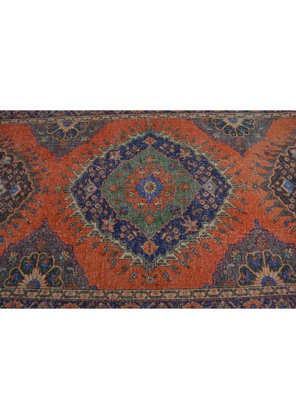 Türk Halısı, Eskitme Halı, Halı, 154 x 384 cm Turuncu Halı, Yün Yer Halı, Bohemsı Yer Halı, 11409