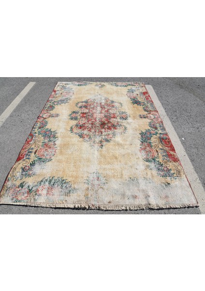 Türk Halısı, Eskitme Halı, Halı, 192 x 260 cm Sarı Halı, Organik Büyük Halı, Oturma Odası Halı, 4596